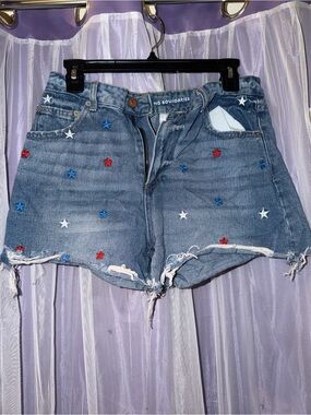 No Boundaries Red White Blue Star Denim Cutoff Shorts